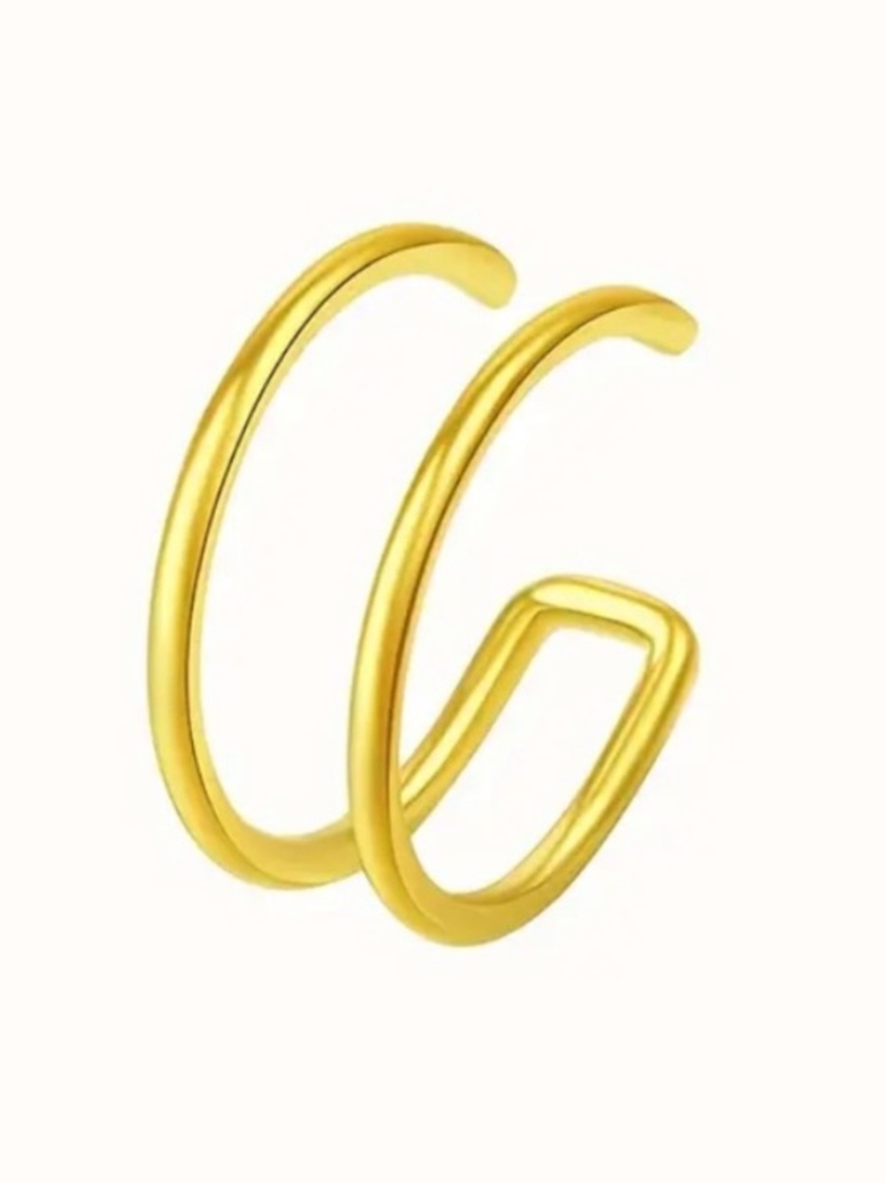 Gold Double Hoop Clip-On Ear Cuff Nose Lip Cartilage Ring Stainless Steel